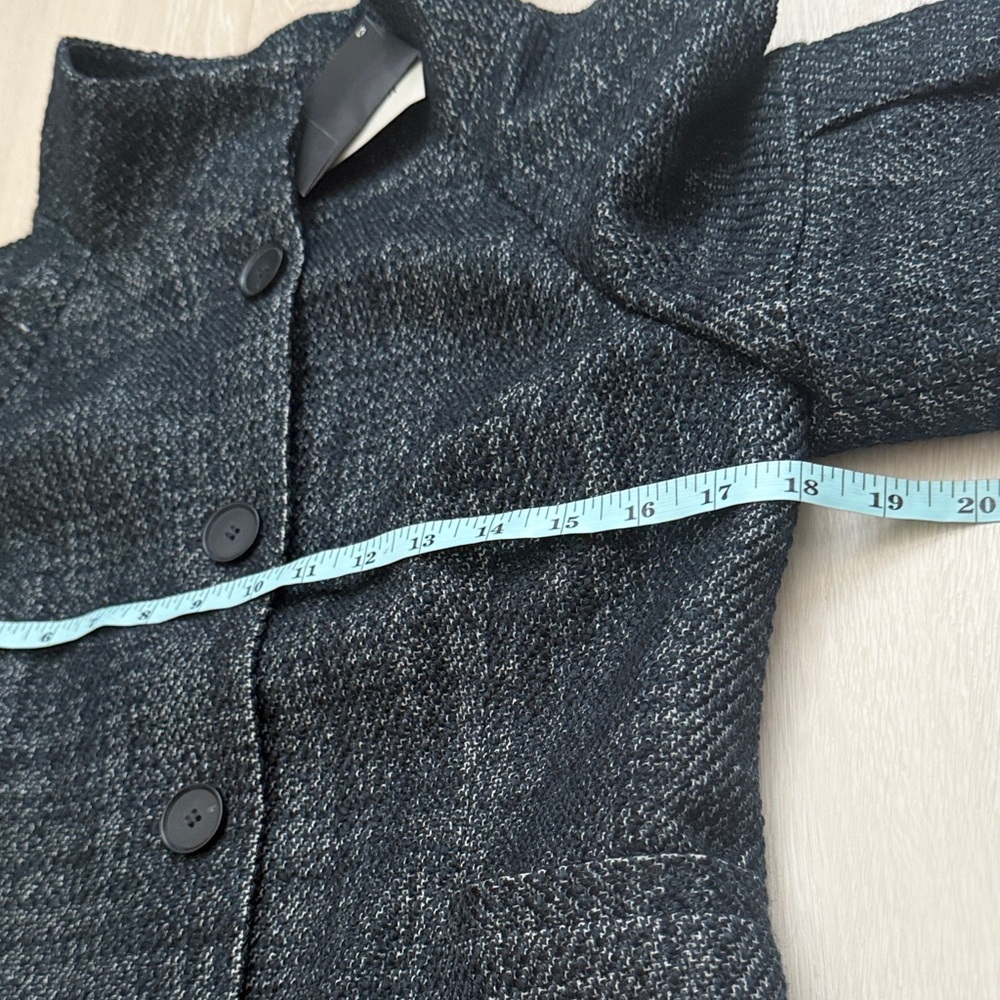 Ann Taylor Wool Blend Dark Navy Charcoal Button-Up Blazer - Picture 5 of 8